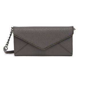 Rebecca Minkoff Cleo Wallet On Chain WOC Leather Crossbody Bag Graphite Gray NWT